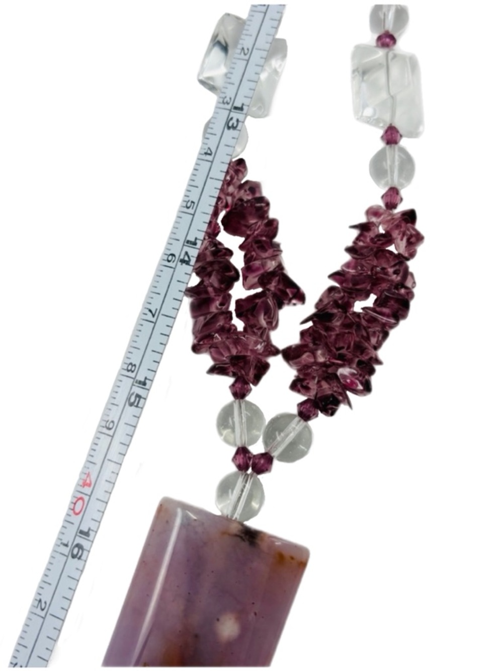 Purple Agate, Carnelian and Glass Boho Necklace - Picture 8 of 11